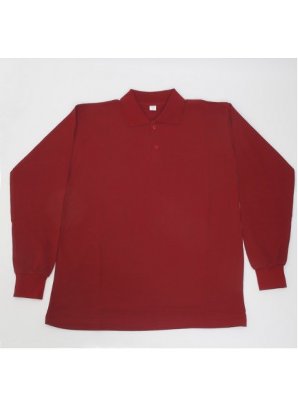 POLO YAKA BORDO UZUN KOL İKİ 2 İPLİK SWEATSHIRT